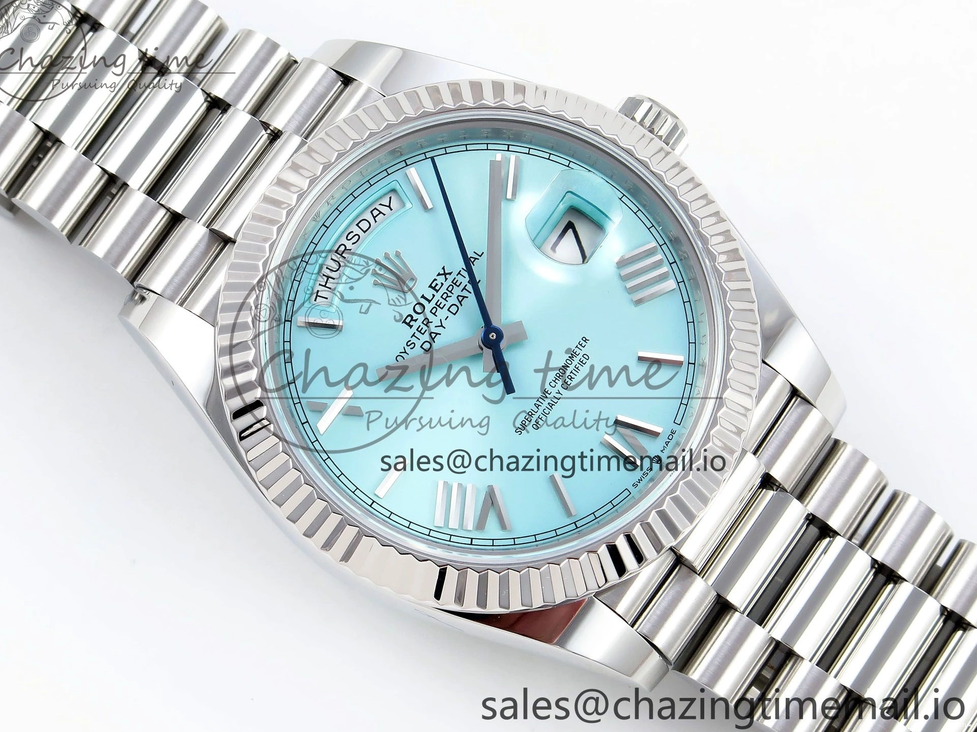MiroTime 0401 Day Date 40 SS 228236 ARF 1:1 Best Edition Tiffany Blue Roman Dial on President Bracelet VR RelaxedFit 1517